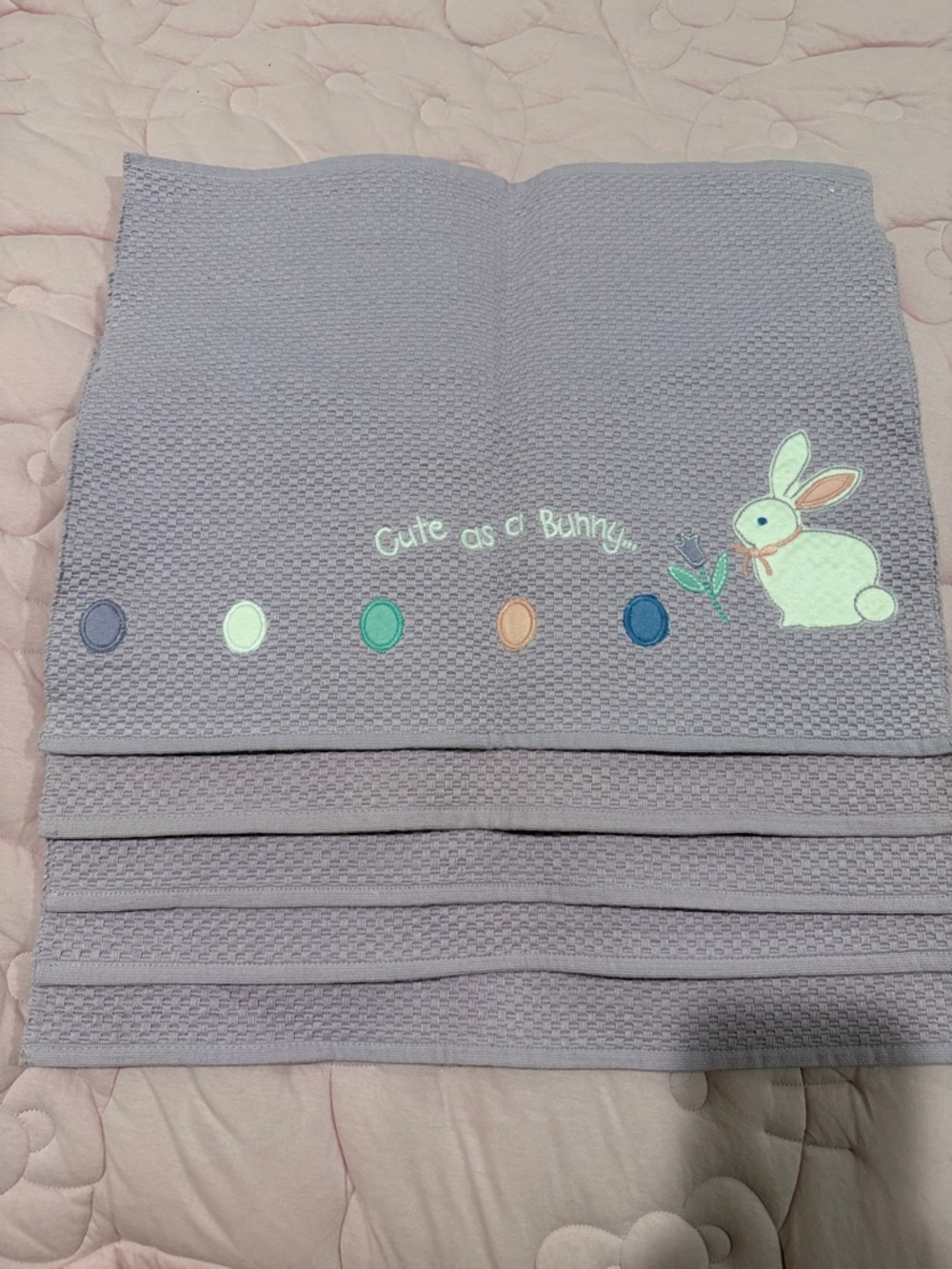 Target Lavender Bunny Embroidered Table Linen 4 pieces